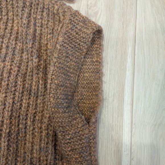 Anthropologie Women's Marled Fringe Poncho ONESIZE Bronze Knit Frontier Boho - Picture 12 of 12